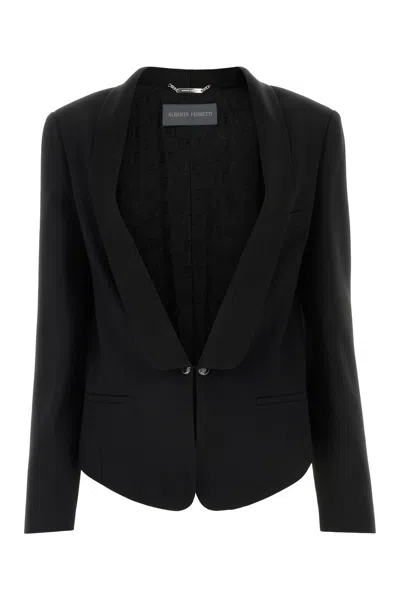 ALBERTA FERRETTI BLACK ACETATE BLEND BLAZER