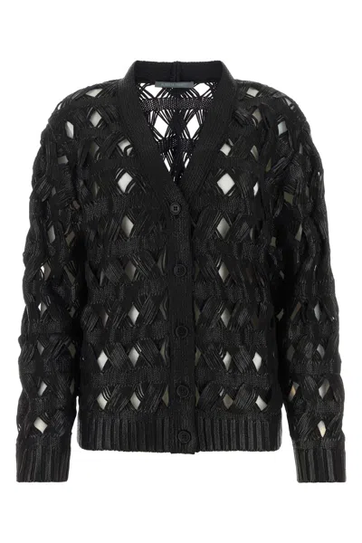 ALBERTA FERRETTI BLACK COTTON BLEND CARDIGAN