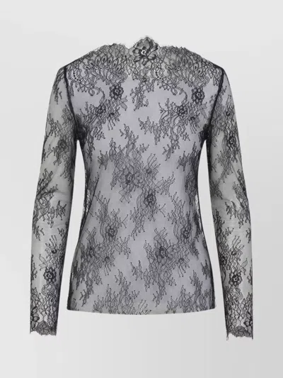 ALBERTA FERRETTI LACE SLIM-FIT LONG-SLEEVE BLOUSE