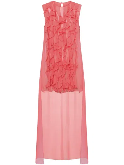 ALBERTA FERRETTI RUFFLE-DETAIL SILK BLOUSE