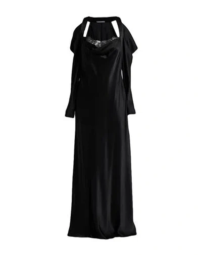ALBERTA FERRETTI ALBERTA FERRETTI WOMAN MAXI DRESS BLACK SIZE 8 ACETATE, SILK, POLYAMIDE