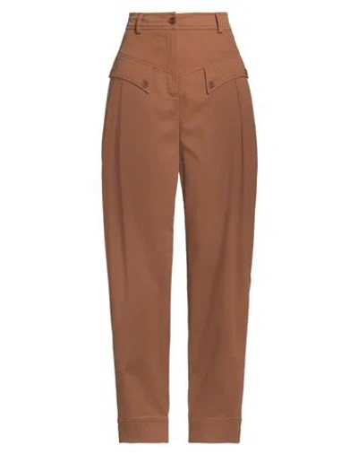 ALBERTA FERRETTI ALBERTA FERRETTI WOMAN PANTS CAMEL SIZE 6 COTTON, ELASTANE