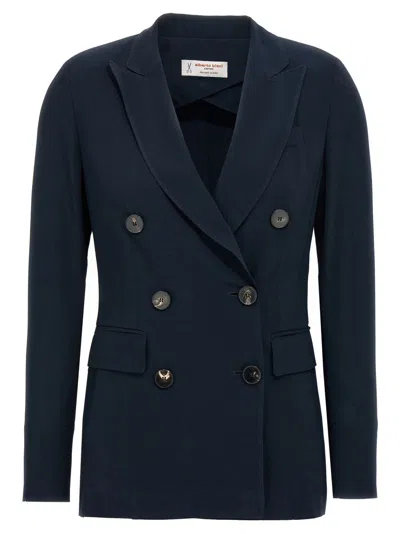 ALBERTO BIANI WOMEN DARK BLUE DOUBLE-BREASTED BLAZER, S LUXURY BLAZERS FOR WOMEN DARVEYS