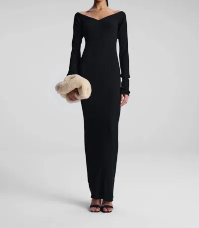 A.L.C KEATON RIBBED MERINO MAXI DRESS IN BLACK