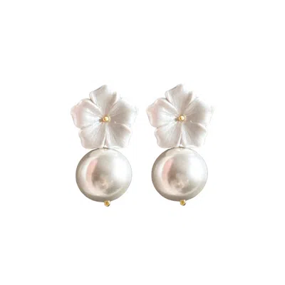 ALEGORIA JEWELLERY WOMEN'S WHITE / GOLD BAVELLA PEARL EARRINGS - WHITE