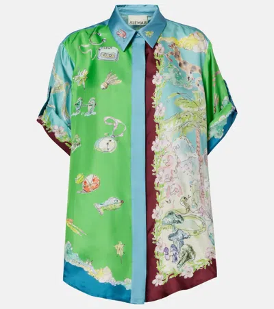 ALEMAIS DARIA PRINTED SILK SATIN SHIRT