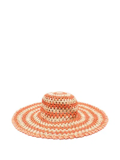 ALEMAIS ALÉMAIS FLAME RAFFIA WIDE BRIM SUNHAT ACCESSORIES