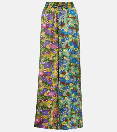 ALEMAIS ALÉMAIS PRINTED SILK SATIN WIDE-LEG PANTS