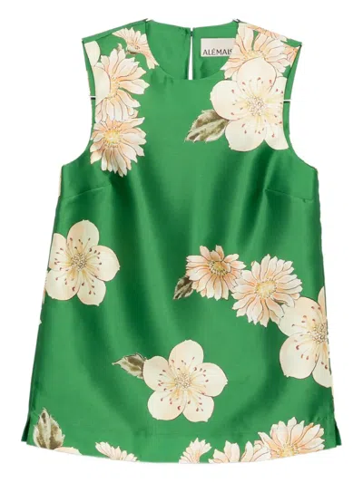 ALEMAIS SAGE FLORAL-PRINT SLEEVELESS TOP