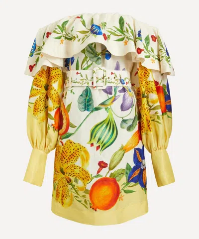 ALEMAIS ALEMAIS WOMEN'S FLORES FLORAL LINEN-BLEND MINI DRESS