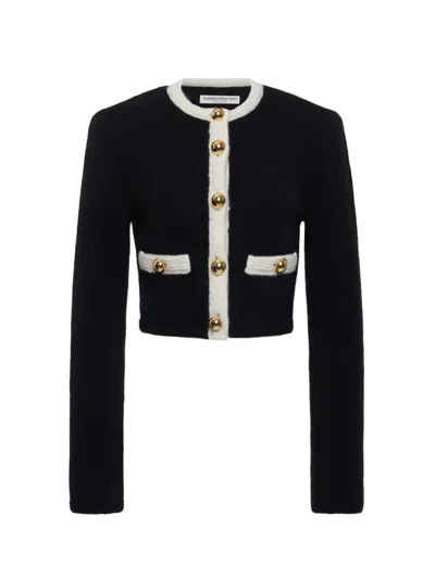 ALESSANDRA RICH ALPACA KNITTED CROPPED CARDIGAN