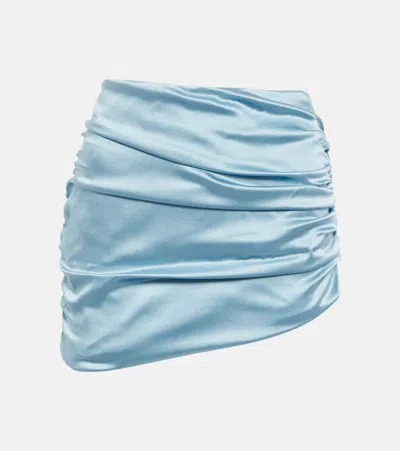 ALESSANDRA RICH ASYMMETRIC RUCHED SATIN MINISKIRT