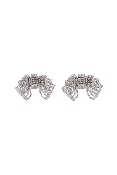 ALESSANDRA RICH BOW CRYSTAL SILVER HYPOALLERGENIC EARRINGS