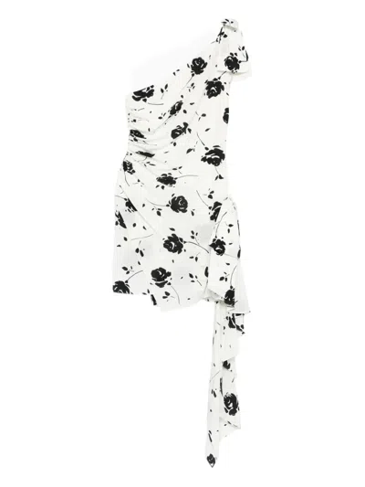 ALESSANDRA RICH FLORAL-PRINT ONE-SHOULDER DRESS