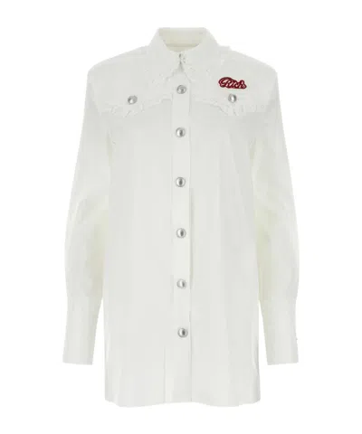 ALESSANDRA RICH ALESSANDRA RICH LOGO-PATCH STRAIGHT HEM MINI SHIRT DRESS