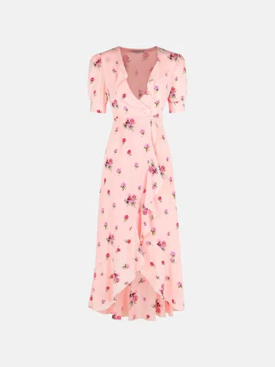 ALESSANDRA RICH 'ROUCHES' PINK SILK DRESS