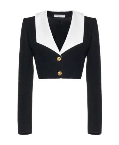 ALESSANDRA RICH RUFFLE-COLLAR JACKET
