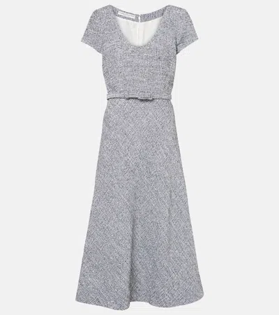 ALESSANDRA RICH SEQUINED TWEED MIDI DRESS