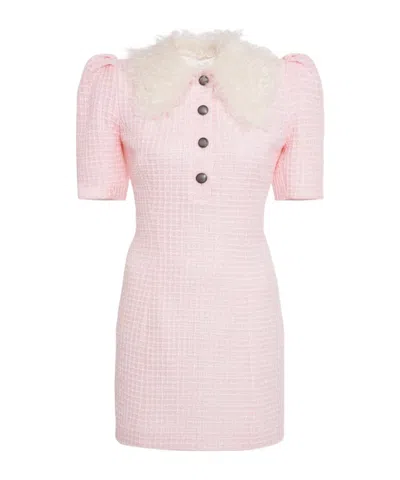 ALESSANDRA RICH ALESSANDRA RICH SHORT-SLEEVED SHEARLING DETAILED DRESS