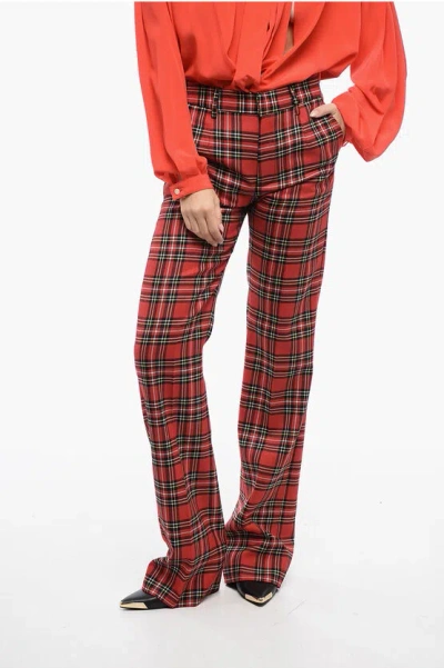 ALESSANDRA RICH WOOL TARTAN PANTS