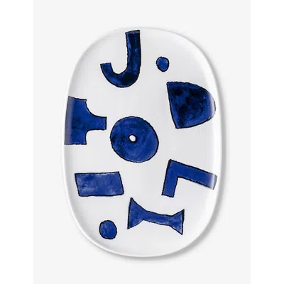 ALESSI BLUE ITSUMO OVAL PORCELAIN SERVING PLATE 25CM