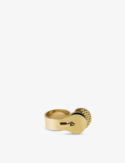 ALESSI NOCOLOR TRAMA SMALL GOLD-TONE STAINLESS-STEEL RING