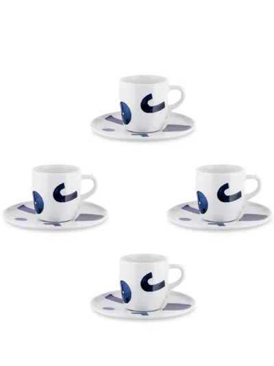 ALESSI X NAOTO FUKASAWA ITSUMO MOCHA CUPS AND SAUCERS (SET OF FOUR)