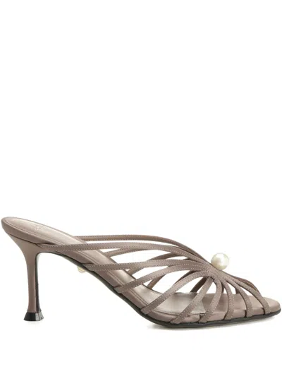 ALEVÌ 75MM LOUISE PEARL-DETAIL HEELED SANDALS
