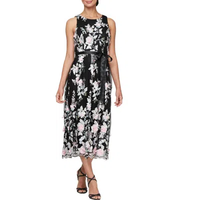 ALEX EVENINGS ALEX EVENINGS EMBROIDERED SLEEVELESS MIDI DRESS