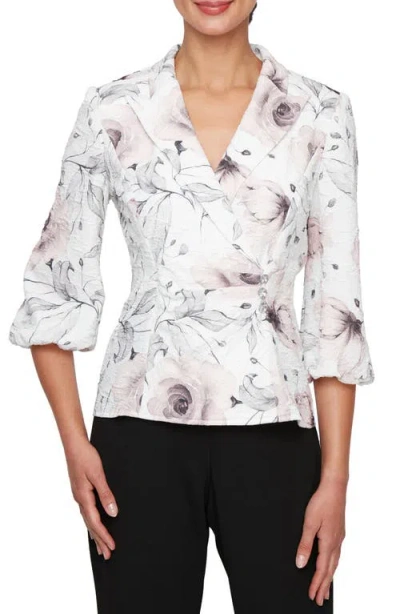 ALEX EVENINGS ALEX EVENINGS PRINT JACQUARD BLAZER