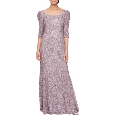 ALEX EVENINGS ALEX EVENINGS SEQUIN SOUTACHE LACE A-LINE GOWN