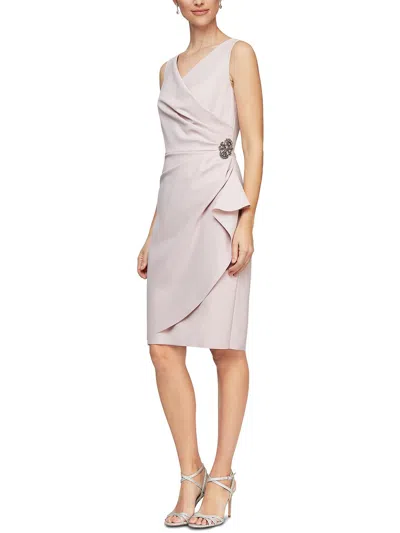 ALEX EVENINGS WOMENS EMBELLISHED FAUX-WRAP COCKTAIL AND PARTY DRESS