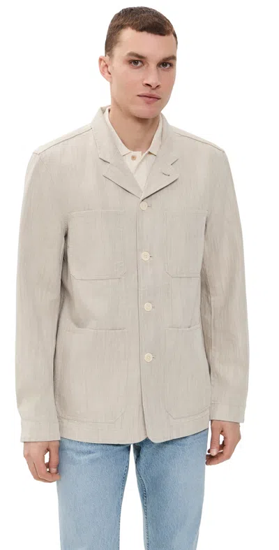ALEX MILL ARTHUR WORK JACKET IN COTTON LINEN TWILL FLAX IVORY
