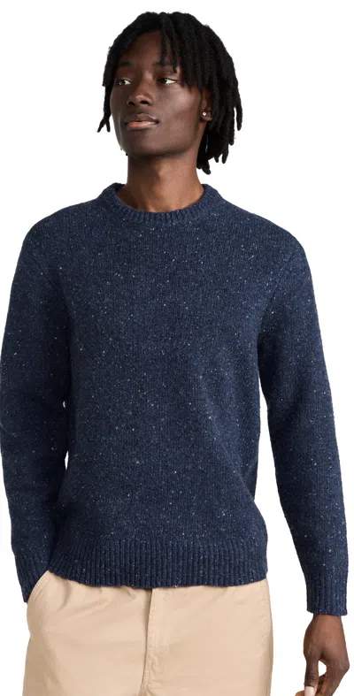 ALEX MILL DONEGAL CREW NECK SWEATER NAVY