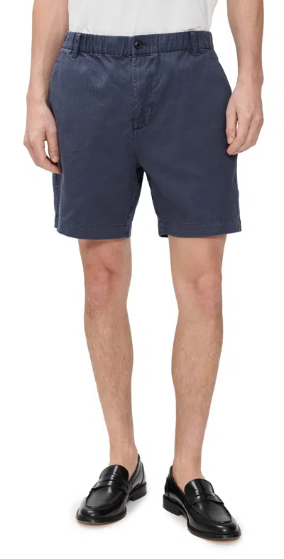 ALEX MILL HERRINGBONE PULL ON SHORTS 7 NAVY