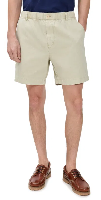 ALEX MILL HERRINGBONE PULL ON SHORTS 7 STONEWARE