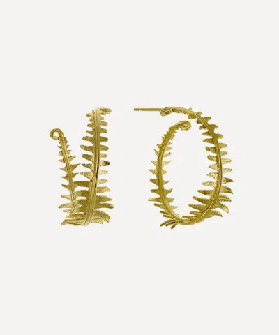 ALEX MONROE ALEX MONROE 22CT GOLD-PLATED FERN HOOP EARRINGS