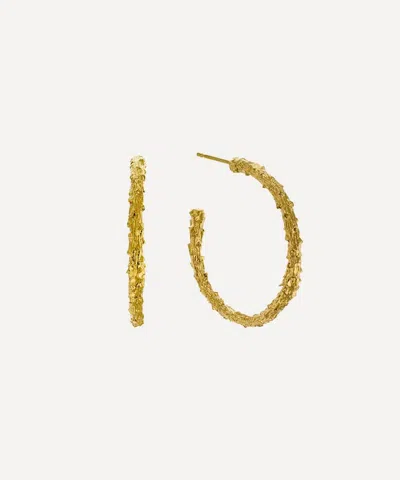ALEX MONROE ALEX MONROE 22CT GOLD-PLATED PINE TWIG HOOP EARRINGS