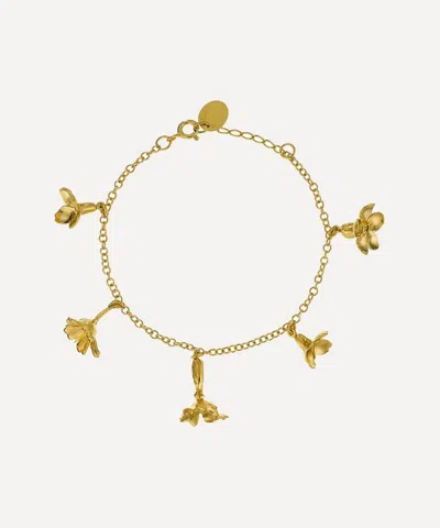 ALEX MONROE ALEX MONROE 22CT GOLD-PLATED WILDFLOWER MEDLEY CHARM BRACELET