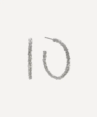 ALEX MONROE ALEX MONROE STERLING SILVER PINE TWIG HOOP EARRINGS