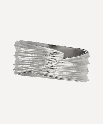 ALEX MONROE ALEX MONROE STERLING SILVER WRAPPED RIBWORT PLANTAIN LEAF RING