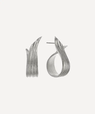 ALEX MONROE ALEX MONROE STERLING SILVER WRAPPED RIBWORT PLANTAIN LEAF TWIST DROP EARRINGS