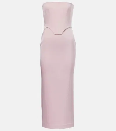 ALEX PERRY DRAPED CRÊPE SATIN CORSET DRESS