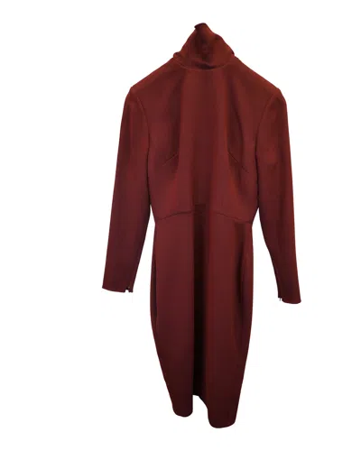 ALEX PERRY MOCK NECK DRESS IN BURGUNDY TRIACETATE