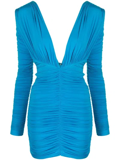 ALEX PERRY RUCHED PLUNGE MINIDRESS