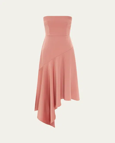 ALEX PERRY STRAPLESS ASYMMETRIC SATIN CREPE MIDI DRESS