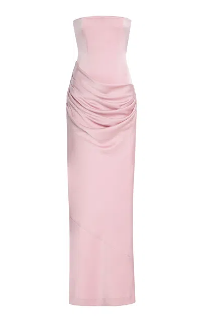 ALEX PERRY STRAPLESS CORSET-WAIST SATIN GOWN