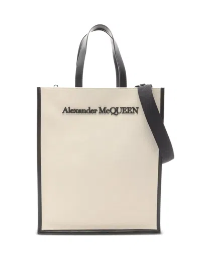 ALEXANDER MCQUEEN 2010S LOGO-EMBROIDERY TOTE BAG