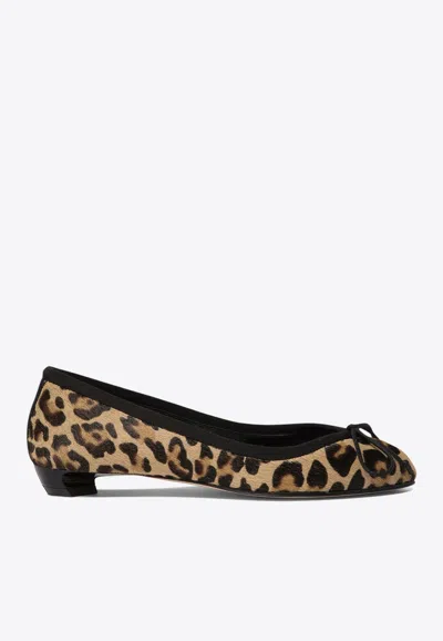 ALEXANDER MCQUEEN ARMADILLO LEOPARD-PRINT BALLET FLATS