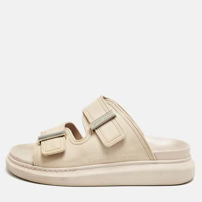 ALEXANDER MCQUEEN BEIGE RUBBER HYBRID SLIDES SIZE 39